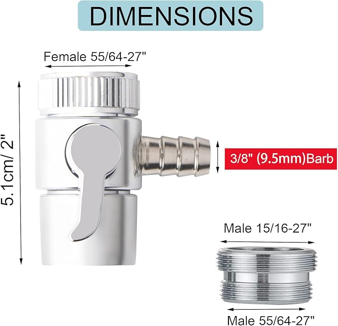 Faucet Diverter Valve with Aerator for Countertop Water Filter,Faucet Adapter to 3/8" Barb outlet,Faucet Splitter for Water Diversion