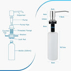 CREA Chrome Built-in Soap Dispenser for Kitchen Sink,Stainless Steel Kitchen Dish Soap Dispenser Pump,in Counter Soap Dispensers Under Sink Mouted Set 39" Tube 17oz Large Bottle