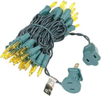 Novelty Lights 11 Feet 50 Bulbs Traditional Incandescent Mini Lights, Yellow on Green Wire with 2.5" Spacing, Commercial Grade and UL Listed for Indoor/Outdoor Use, End-to-End Connectable