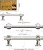 Amerdeco 10 Pack Brushed Satin Nickel Cabinet Pulls 3.75 Inch(96mm) Hole Center Drawer Pulls Cabinet Hardware Kitchen Cabinet Handles for Bathroom Dresser Pulls ZH0069