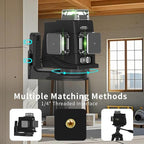 JEPPO Laser Level with Tripod,3D Green Laser Level 3x360 Self Leveling,12 Line Lazer Leveler Tool for Construction,Picture Hanging,APP Remote Control,Rechargeable Battery,Magnetic Rotating Stand