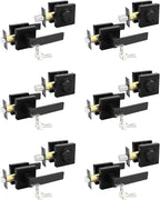 6 Pack Square Keyed Alike Front/Exterior Door Levers with Single Cylinder Deadbolt, Flat Black Entry Door Knob Lock Sets with Deadbolt Combination Sets, for Entrance/Front and Office Doors