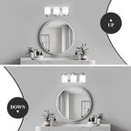 3-Light Chrome Bathroom Light Fixtures, Vanity Lights for Bathroom Mirror Lamp with Milky White Square Glass Shade, E26 Base Modern Wall Sconce Kitchen Light Fixtures Led Vanity