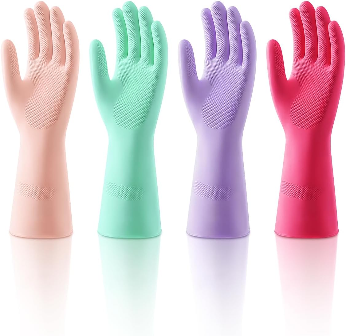 ThxToms 4 Pairs Latex Free Nitrile Cleaning Gloves, Reusable Rubber Free Gloves for Household Cleaning, Flexible and Non-Slip