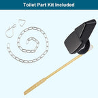 Black Metal Toilet Handle Replacement Kit, Universal Front Mount Fit Compatible with American Standard/Mansfield/Gerber/TOTO/Kohler Toilet, Toilet Tank Flusher Lever with Flapper Chain, Matte Black