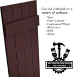 Board & Batten Vinyl Shutters (1 Pair) | 14.5"x35" (4-Board) - Dark Cherry Mocha | Exterior Window Shutters | Includes Mounting Hardware | Simple Installation | Made in USA