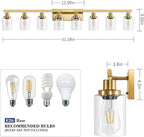8 Light Gold Vanity Lights Over Mirror, 52inch Gold Bathroom Light Fixtures Modern Vanity Lights Gold Bathroom Wall Lighting for Mirror Bedroom,Living Room