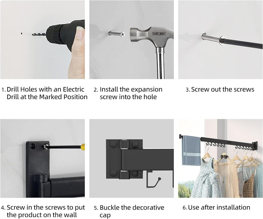 Foldable Clothes Drying Rack, 2 Fold Laundry Drying Rack Wall Mount, [No Drilling] Folding & Durable Space Saver for Laundry, Balcony, Bathroom, Patio, Dormitory, Apartment-White