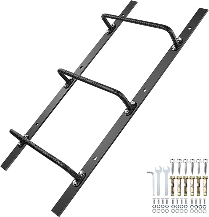 3-Rung Window Well Ladder Straight, Heavy Duty Steel Fire Escape Ladder, Basement Egress Window Ladder 34.2" Lx17.9 W, High Load-Bearing Capacity, Black