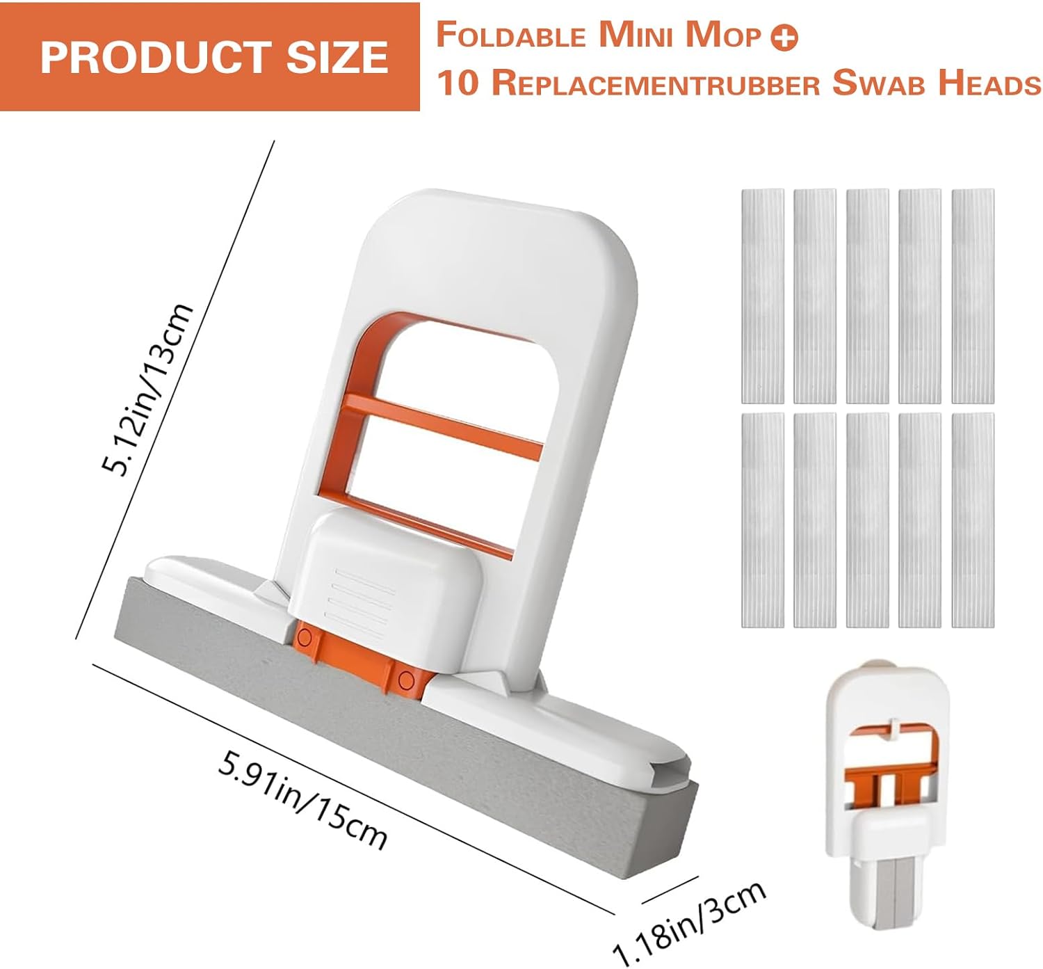 Mini Sponge Mop Portable Self Squeeze Small Mop is Perfect for Any Small Space Corners Tabletops Glass Surfaces and Bathrooms (Sponge*10)