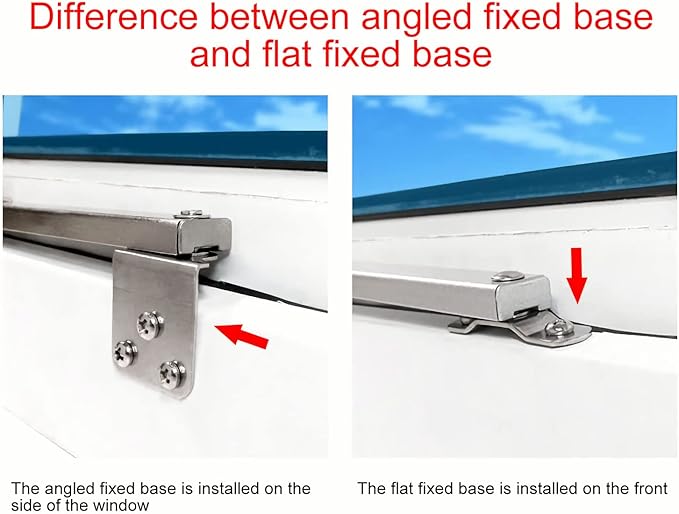 Casement Window Hinges - Windproof Stays, Latch & Brace, Angled Base, Sprayed Silver, 2 Pair