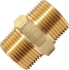 1 Inch x 1 Inch NPT Brass Hex Nipple Male Pipe Adapter, Thread OD 1-1/4", (1 Piece)