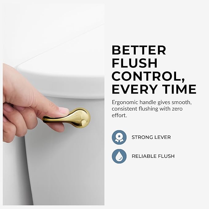 Qualihome Toilet Handle Replacement (Brass Polished, Side Mount)