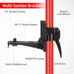 12 Ft./3.7M Professional Lasers Level Pole with Tripod, Adjustable Telescoping Pole for Leveling Tools, Multi-functional Fine-tuning Bracket with 1/4” and 5/8” Thread Adapters, Includes Carrying Bag