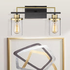 Emliviar 2-Light Gold Bathroom Light Fixtures - Vanity Light in Black and Gold Finish with Clear Glass, YCE238B-2W BK+BG