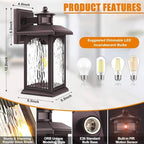 2 Packs Motion Sensor Outdoor Lights - Brown Dusk to Dawn Outdoor Lighting, Oil Rubbed Bronze Exterior Light Fixtures, Waterproof Porch Lights Wall Sconce for House, Garage, Entryway Anti-Rust