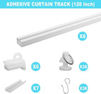 128Inch Adhesive Curtain Track, Self-Adhesive Ceiling Mount Wall Mount Track