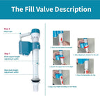 2-Inch Dual Flush Valve Replacement Kit for One-Piece Toilets - Includes 10" Tall Flush Valve, 1.9" Threaded Button, Fill Valve - Fits 12-17" Tall Tanks with 2.56-2.76" Drain Holes