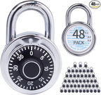 Combination Padlocks with Metal Body, Indoor Use for Gym Lockers & School Locker, ‌Black, 48-Pack