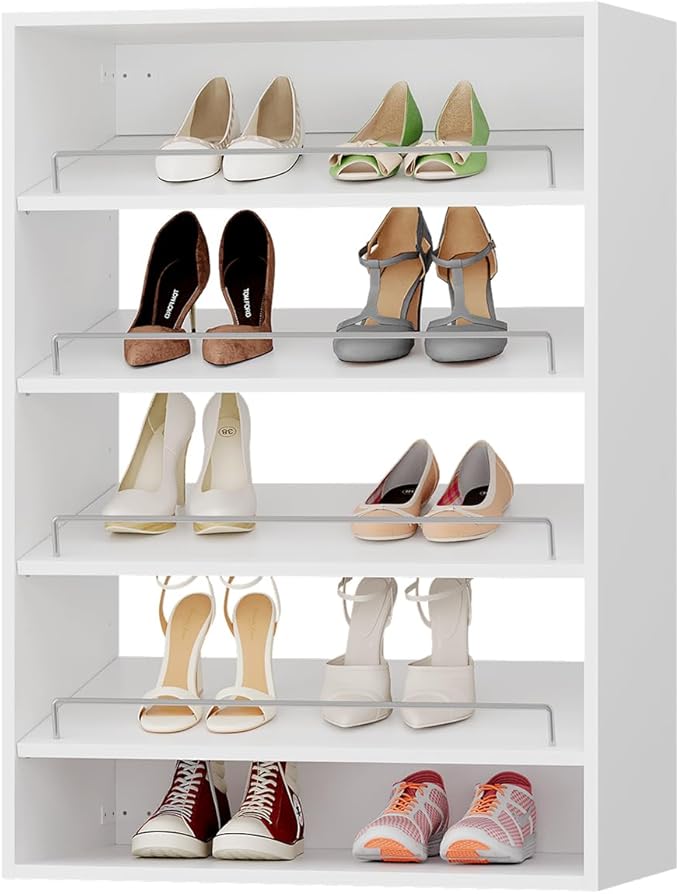 ROOMTEC 25.5" Shoe Shelf Short Tower Closet Unit, Modular Closet System with Shelf, Wardrobe Organizer for Bedroom or Walk-in Closet, Wall Mounted, Customizable Clothes Storage Unit, White