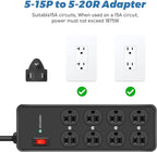 HEZI 8 Outlet Heavy Duty Power Strip, 15Amp Metal Mountable Surge Protector (2700J), Industrial Wall Mount Power Strip for Home, Office, Garage & Workshop, 6FT 14AWG Extension Cord