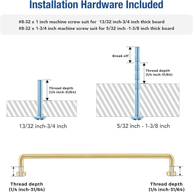 JOY DECOR Cabinet Pulls – 8-3/4 Inch Hole Center, Brushed Brass, 2 Pack, Zinc Alloy Cabinet Handles for Drawers & Cupboard – Vintage Style Hardware for Kitchen, Bathroom, Dresser, Furniture Makeover