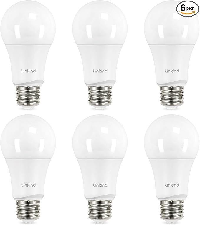 Linkind A19 LED Light Bulbs, 75 Watt Equivalent Dimmable Light Bulbs, E26 Base, 2700K Soft White, 13W 1100 Lumens, UL Listed FCC Certified, Lighting for Bedroom Living Room Home Office, 6 Packs