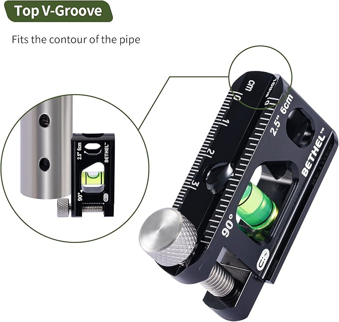 BETHEL 2.5 Inch Magnetic Torpedo Level with V-Groove & Magnetic Rails, Aluminum Alloy Pocket Bubble Level for Pipes, Conduits, and Metalworking