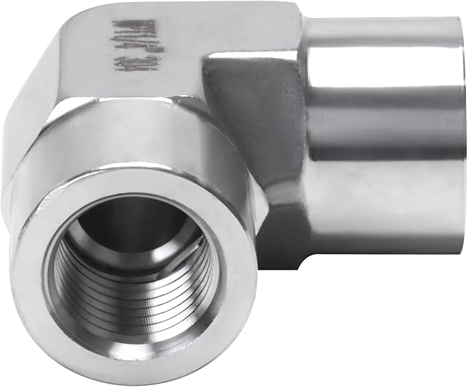 90 Degree Street Elbow - 1/4" NPT Female to 1/4" NPT Female Stainless Steel 304 Heavy Duty Forged Barstock Street Elbow Adapter Pipe Fitting (pack of 5)