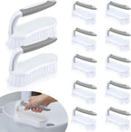 Lallisa 12 Pcs Scrub Brush for Cleaning with Handle Comfortable to Grip Heavy-Duty Flexible Stiff Bristles Scrubber Brushes Bulk for Shower Bathroom Carpet Kitchen Floor Tiles (Gray)