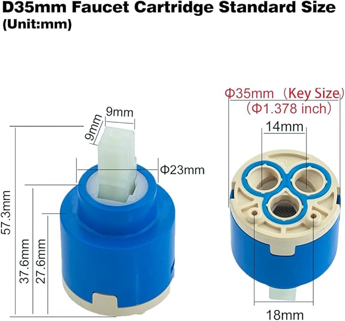 N35DW 35mm faucet Cartridge (1 Pack), Replacement Cartridge for Kraus/Kohler/Moen/American Standard Gear Cartridge faucet Cupc Certified
