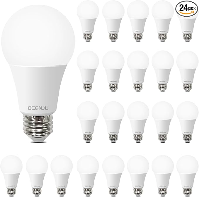 A19 Light Bulbs, 100 Watt Equivalent LED Bulbs, 5000K Daylight Light Bulbs, 1500 Lumen, E26 Standard Base, Non-Dimmable, 13W Bright White LED Bulbs for Bedroom Home Office, 24 Pack