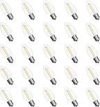 Jslinter 25Pack C7 LED String Light Bulbs Replacement, 1W(11W Equivalent), 60LM, 2200K Warm White, Shatterproof, E12 Screw Base, Vintage Edison Bulbs for Patio Garden