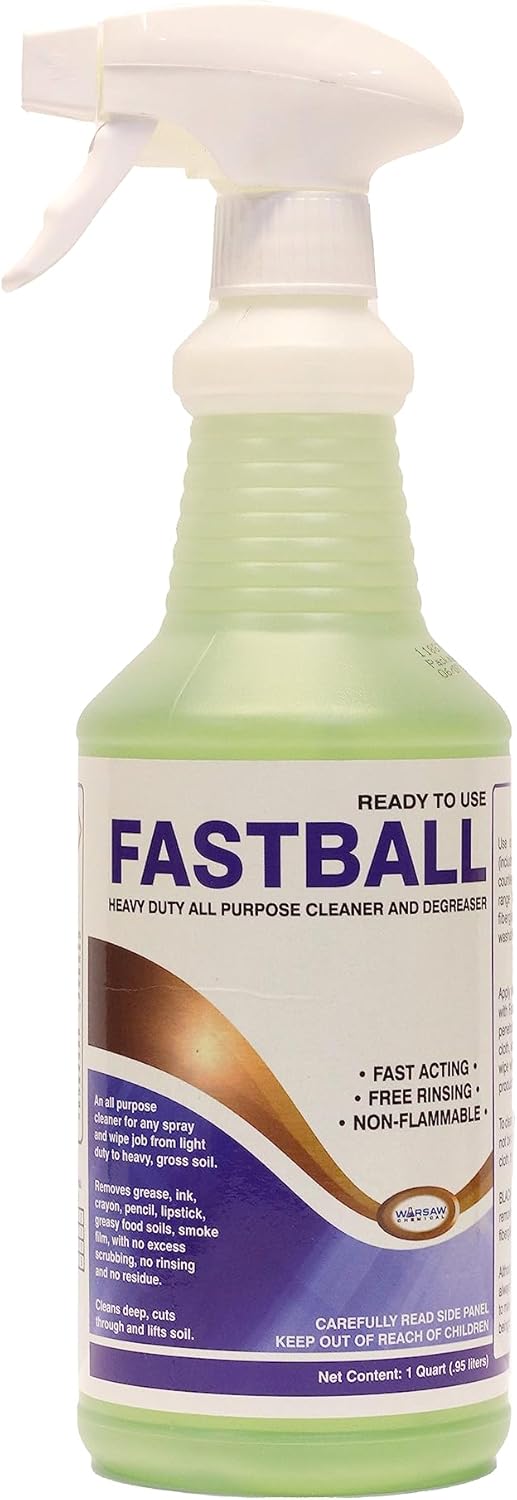 Warsaw Fastball Heavy Duty All Purpose Cleaner and Degreaser - 1 Quart - 12 Per Case - Industrial Cleaning Agent (12)