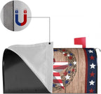 American Flag Star Patriotic Mailbox Cover Magnetic 4th of July Independence Day Standard Size 21 x 18 In Farmhouse Rustic Welcome Post Box Wrap Garden Yard Home Decor