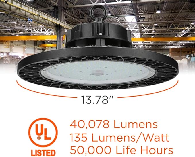 300 Watt UFO High Bay | 5000K Daylight High Output 40078 Lumens | Wired 300W 120-277V High Bay | 50000 Life Hours 135LM/W | 1 Pack by GoodBulb