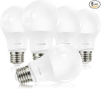 Consciot A19 LED Light Bulbs Dimmable,60W Equivalent,5000K Daylight White,9W 800 Lumens,E26 Standard Base,UL Listed,Lighting for Bedroom Living Room Home Office,5 Packs