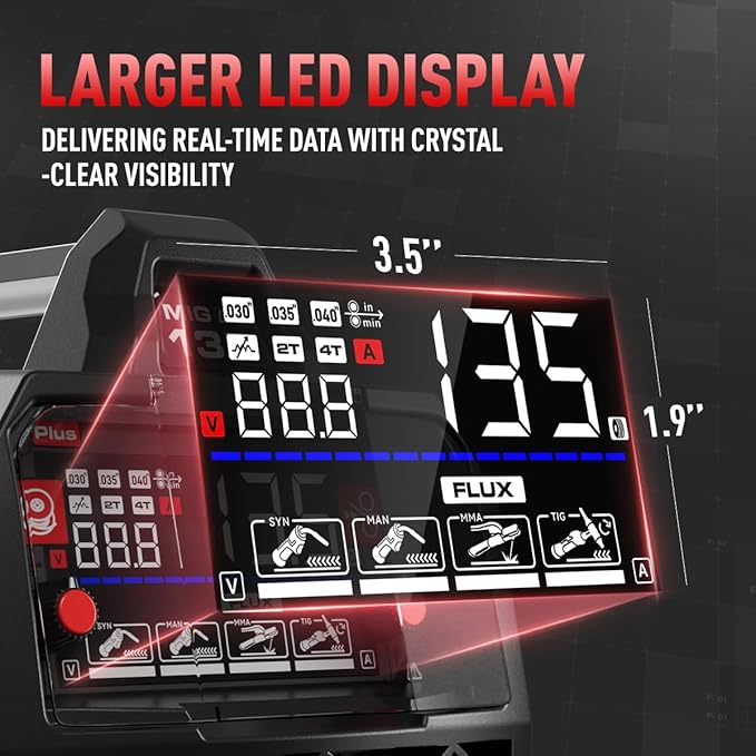 ANDELI 135Amp MIG Welder 110V/220V Dual Voltage, Portable Gasless Welder Flux MIG/Lift Tig/Stick 3-in-1 Multiprocess Welder LED Digital Display Welding Machine IGBT Inverter Welder