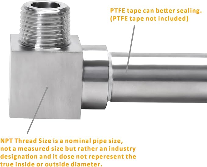 90 Degree Street Elbow - 3/8" NPT Male to 3/8" NPT Female Stainless Steel 304 Heavy Duty Forged Square Barstock Street Elbow Adapter Pipe Fitting (pack of 5)