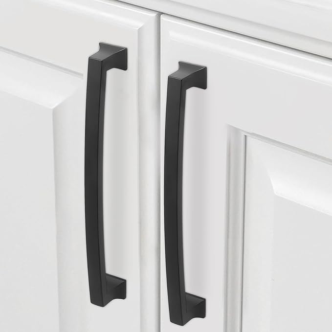 COTYKILEY 10 Pack 6-1/4Inch(160mm) Matte Black Cabinet Handles Black Kitchen Cabinet Pulls Cabinet Door Handles Kitchen Cabinet Hardware
