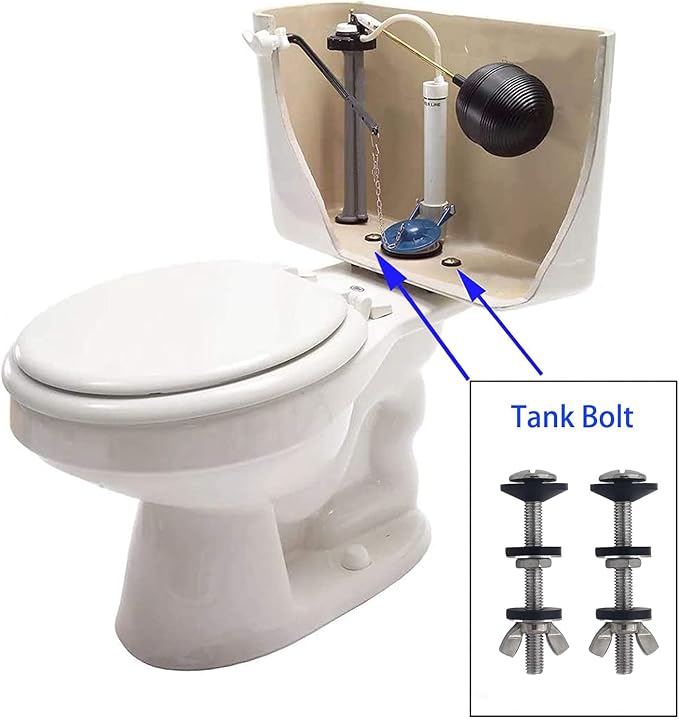 2 PCS Toilet Tank to Bowl Bolts Repair Kit, 5/16 * 3.15 inch Heavy Duty Rustproof Stainless Steel Toilet Bolts