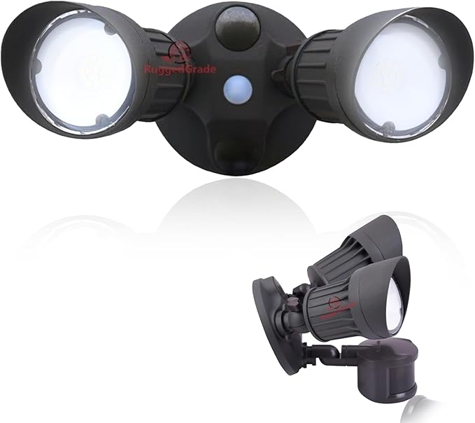 RuggedGrade 20W Lacuna II Series LED Flood Light - 2,400 Lumens - 5000K Bright White - Bronze Housing - Outdoor LED Light - DLC 5.1 Premium