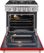 30 inch Freestanding Natural Gas Range or Liquid Propane Gas Range with 5 Burners, Large Capacity 24 inch Top Control Built-In Dishwasher with Third Rack, in Stainless Steel (Red)