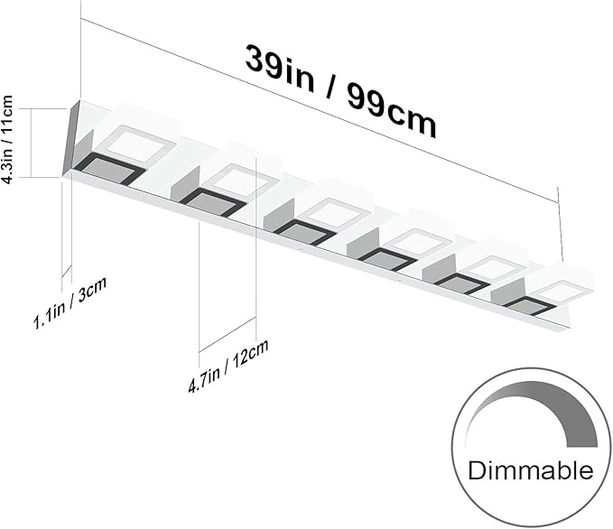Ralbay Modern Chrome Bathroom Vanity Lights Dimmable 6 Lights Acrylic Stainless Steel Modern LED Vanity Light Fixtures for Bathroom Lighting Dimmable 6000K Cool White Light