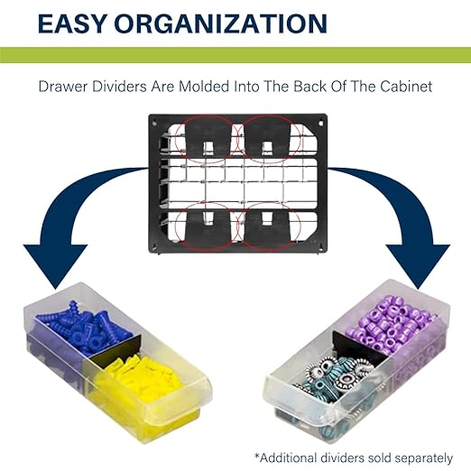 Akro-Mils 64-Drawer Plastic Drawer Storage Cabinet for Garage Organization, Bead Organizer, Building Bricks Storage, Teacher Toolbox, Makeup Organizer, 20-Inch W x 6-Inch D x 16-Inch H, 10164 Black