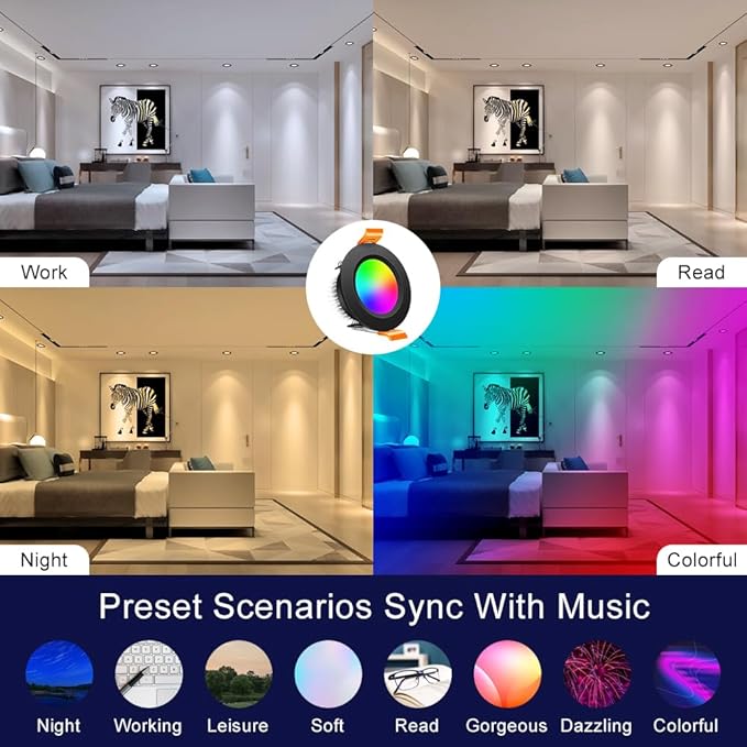 inShareplus 2 Inch Smart Recessed Lighting, WiFi Black LED Downlight 5W 120V, Dimmable RGBCW 2700-6500K Color Changing, Compatible with Alexa/Google, Ceiling Lights with LED Driver