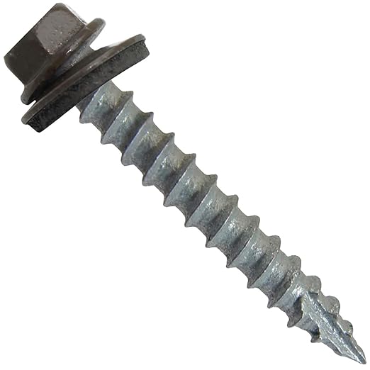 #14 Metal ROOFING SCREWS(250) Screws x 1-1/2" ANTIQUE BRONZE Hex Washer Head Sheet Metal Roof Screw. Self starting/self tapping metal to wood-EPDM washer-Colored head. for corrugated roofing