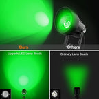 Halloween Green Landscape Spotlights, 14 LED Landscape Lighting with US Plug, IP65 Waterproof Outdoor for Tree Yard Garden Pathway Christmas Decor, 4 Pack