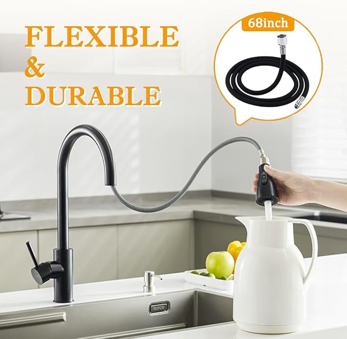 Pull out Hose Kit Compatible for K-1219935-BC with 13.5oz Pull Down Faucet Hose Weight Ball, Classic Pull-Out Hose for Kohler K-1219935-BC/K-1304674-BC Hose Replacement Parts, Black