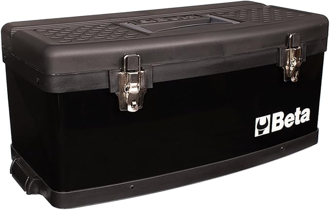 Beta C41H Two-Module Rolling Metal Tool Chest, Detachable Metal Tool Box, Telescopic Handles, Black